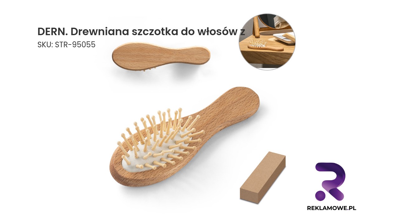 DERN drewniana szczotka do włosów z naturalnego drewna